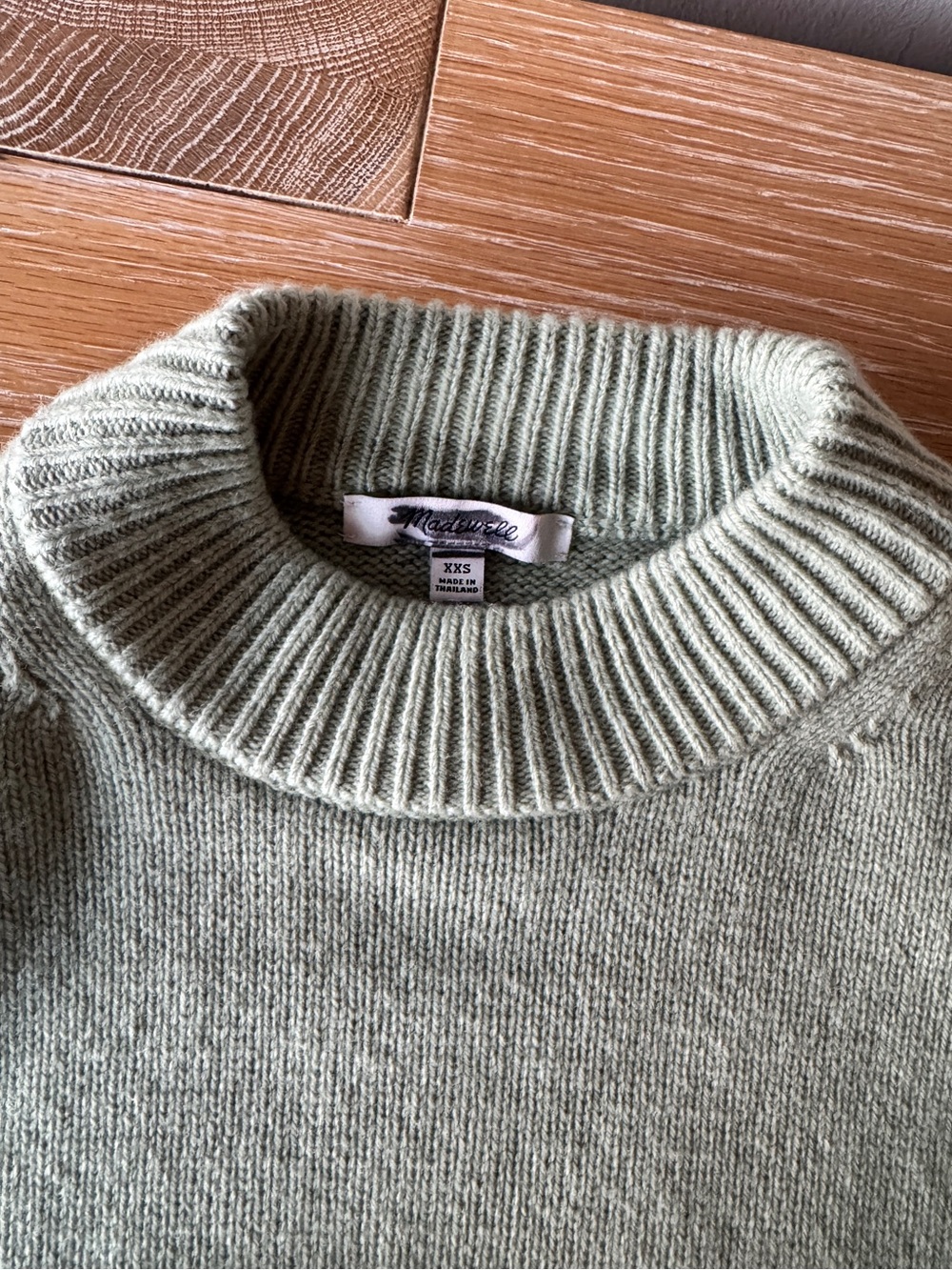 EUC MADEWELL SoftWool Boxy Crewneck Sweater Heather Seafoam Size XXS NT602 - Picture 10 of 13
